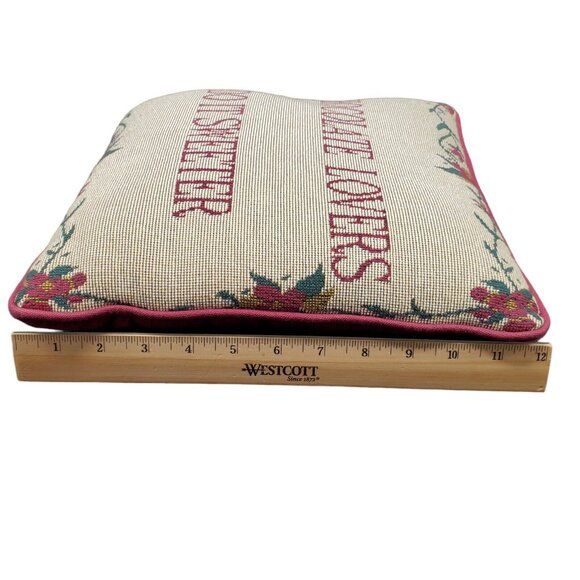 Chocolate Lovers Floral Tapestry Decorative Pillow Cushion 12"x12" Beige & Red - Picture 5 of 15